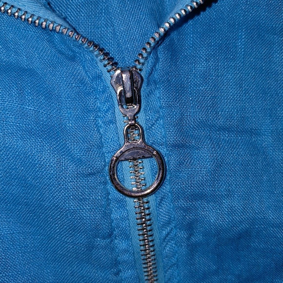 Meo Meli 100% Linen Zip Up Cropped Jacket Women's One Size Light Turquoise - Picture 5 of 7